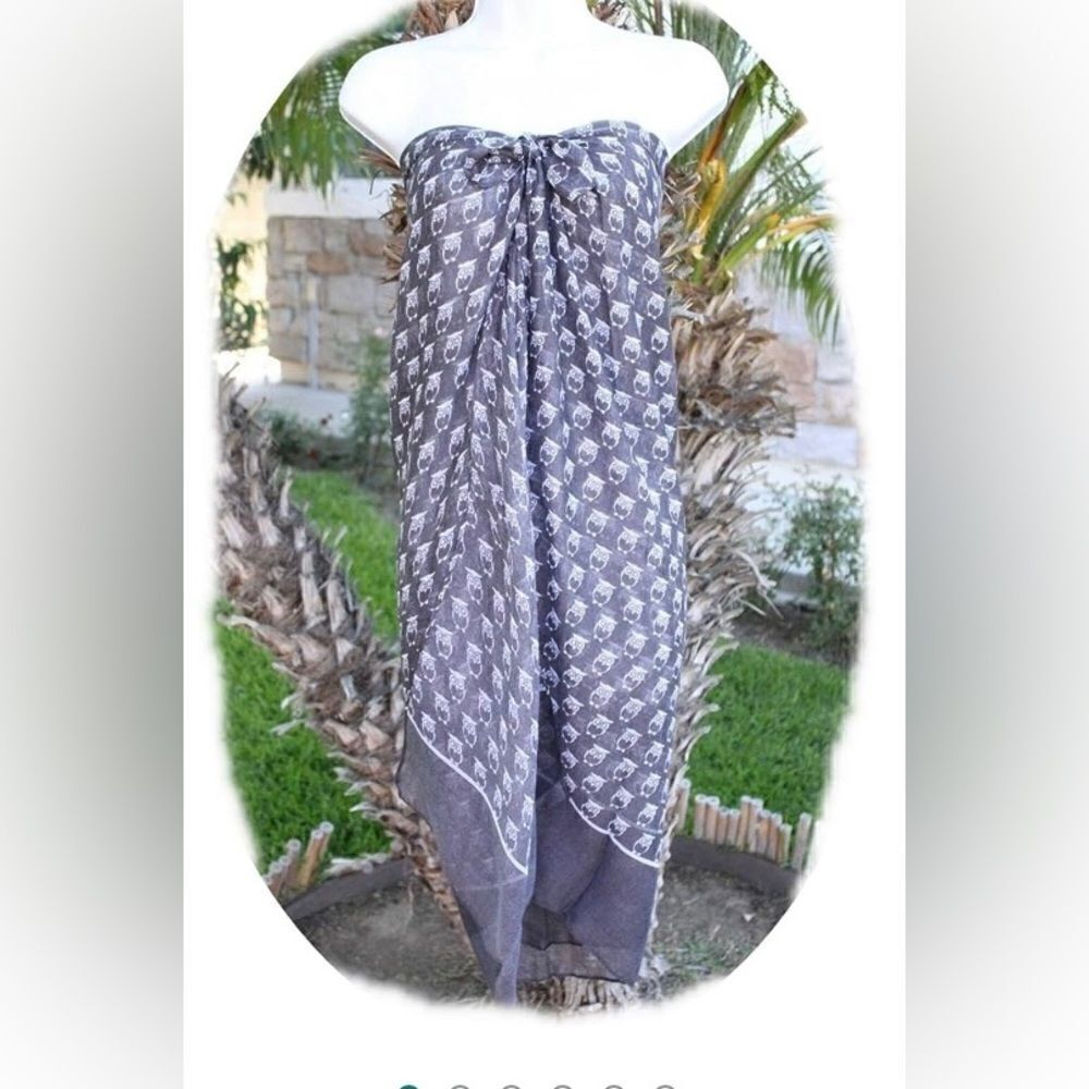 Owl Print Sheer Sarong